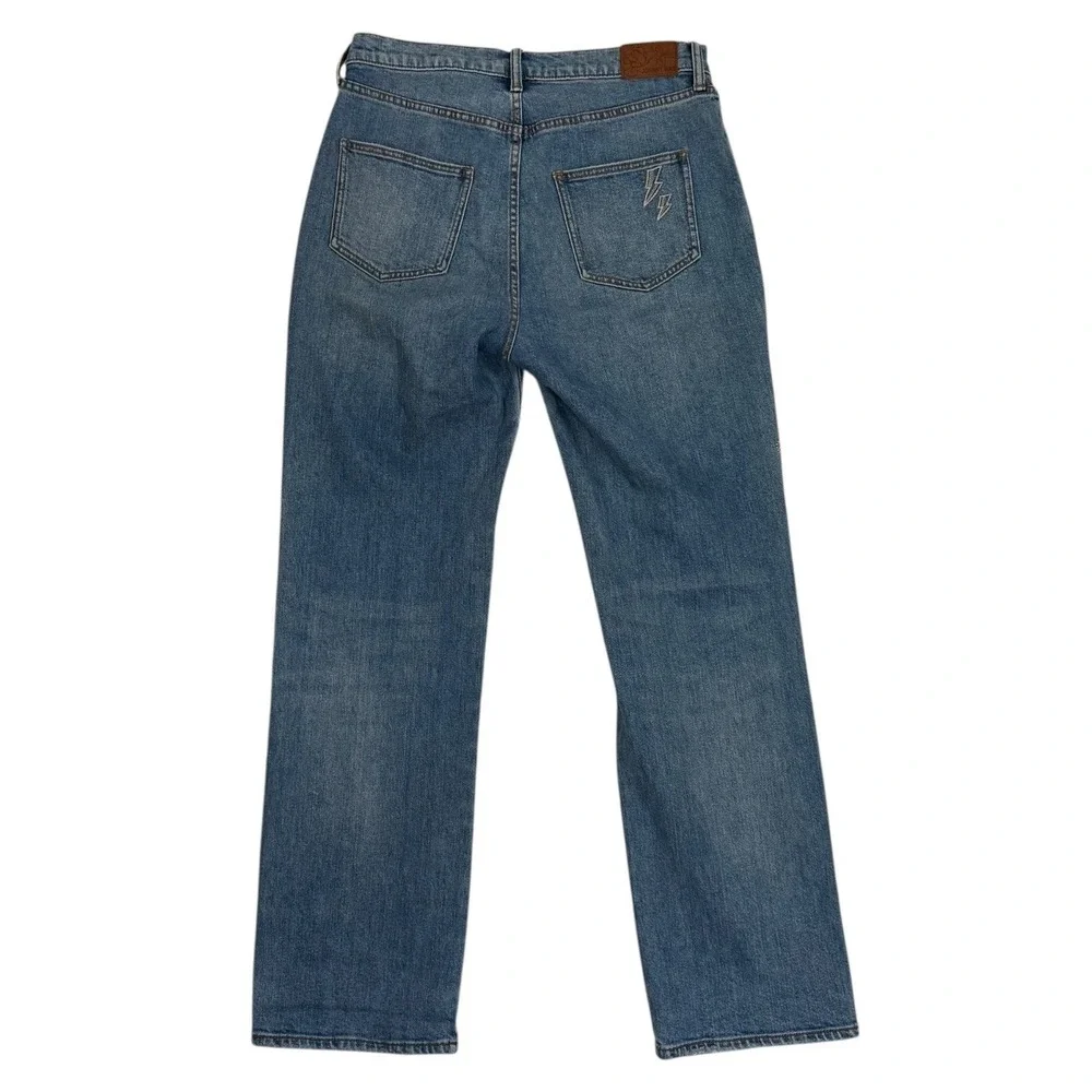 Johnny Was Embroidered Jeans Size 28 Sovanna Worker Relaxed Fit Straight Leg - Picture 5 of 9